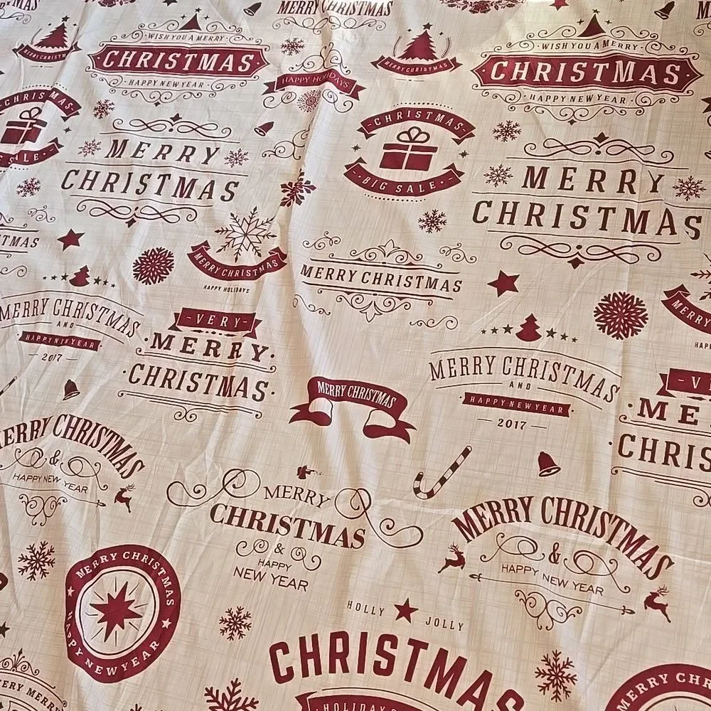 Merry Christmas Shower Curtain Xmas Tree Snowman Elk fabric Rustic Hooks snow
